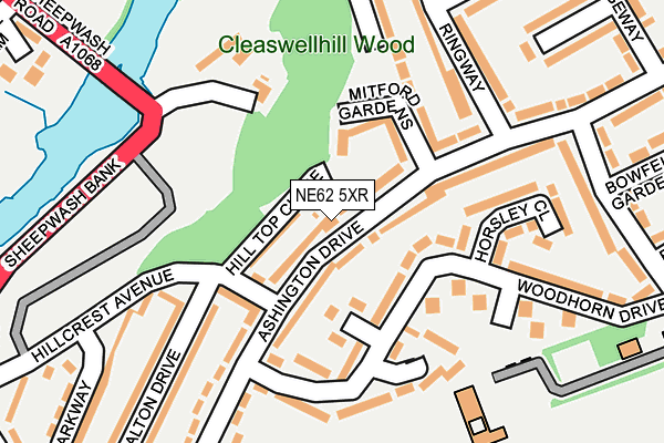 NE62 5XR map - OS OpenMap – Local (Ordnance Survey)