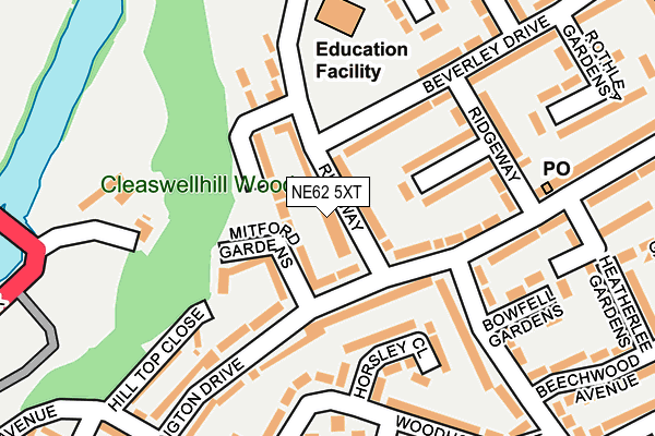 NE62 5XT map - OS OpenMap – Local (Ordnance Survey)