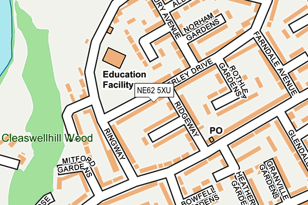 NE62 5XU map - OS OpenMap – Local (Ordnance Survey)