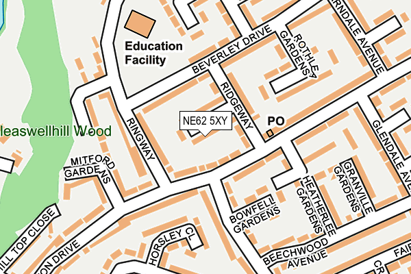 NE62 5XY map - OS OpenMap – Local (Ordnance Survey)