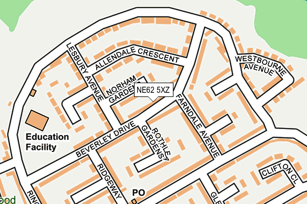 NE62 5XZ map - OS OpenMap – Local (Ordnance Survey)