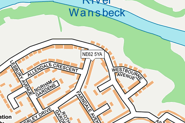 NE62 5YA map - OS OpenMap – Local (Ordnance Survey)