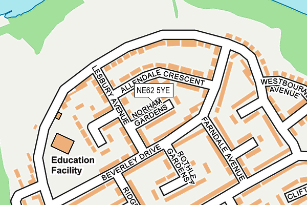 NE62 5YE map - OS OpenMap – Local (Ordnance Survey)