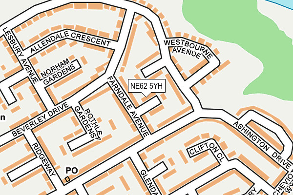 NE62 5YH map - OS OpenMap – Local (Ordnance Survey)