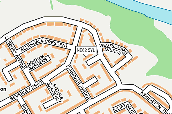 NE62 5YL map - OS OpenMap – Local (Ordnance Survey)