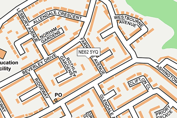 NE62 5YQ map - OS OpenMap – Local (Ordnance Survey)