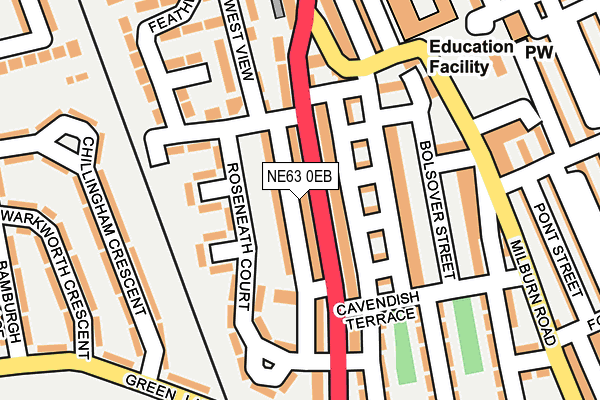 NE63 0EB map - OS OpenMap – Local (Ordnance Survey)