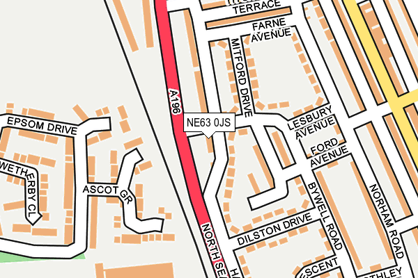 NE63 0JS map - OS OpenMap – Local (Ordnance Survey)