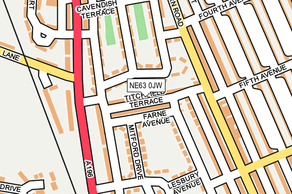 NE63 0JW map - OS OpenMap – Local (Ordnance Survey)