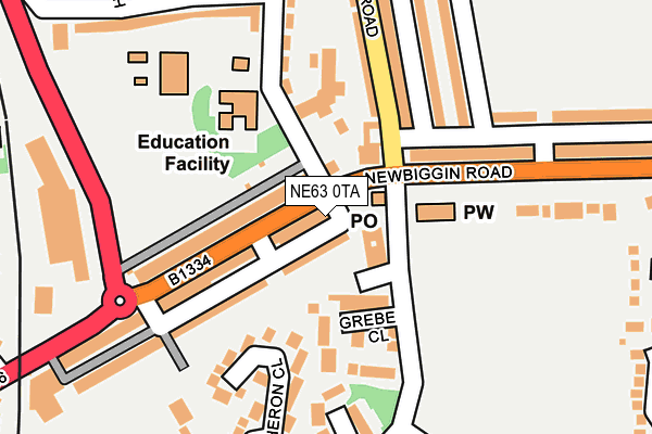 NE63 0TA map - OS OpenMap – Local (Ordnance Survey)
