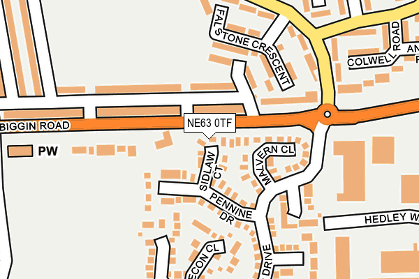 NE63 0TF map - OS OpenMap – Local (Ordnance Survey)
