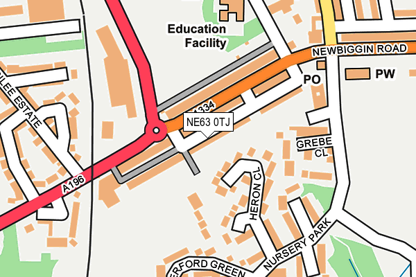 NE63 0TJ map - OS OpenMap – Local (Ordnance Survey)