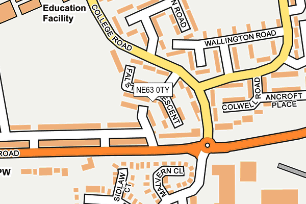 NE63 0TY map - OS OpenMap – Local (Ordnance Survey)
