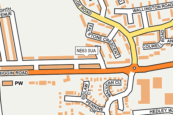 NE63 0UA map - OS OpenMap – Local (Ordnance Survey)