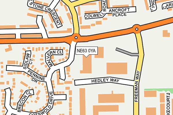 NE63 0YA map - OS OpenMap – Local (Ordnance Survey)