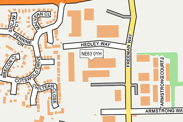 NE63 0YH map - OS OpenMap – Local (Ordnance Survey)