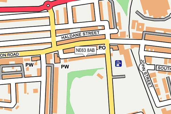 NE63 8AB map - OS OpenMap – Local (Ordnance Survey)