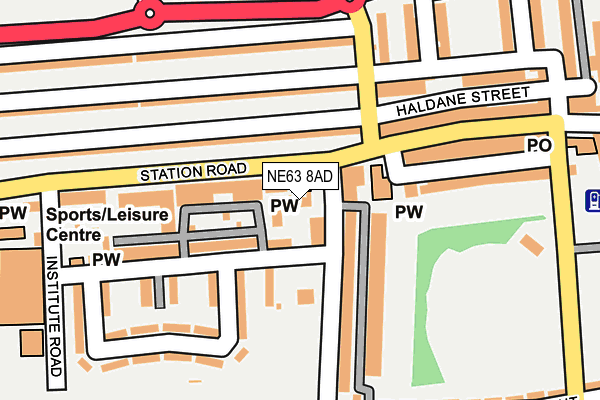 NE63 8AD map - OS OpenMap – Local (Ordnance Survey)
