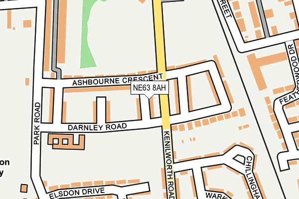 NE63 8AH map - OS OpenMap – Local (Ordnance Survey)