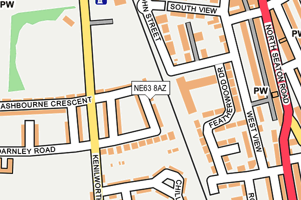 NE63 8AZ map - OS OpenMap – Local (Ordnance Survey)