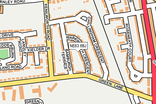 NE63 8BJ map - OS OpenMap – Local (Ordnance Survey)