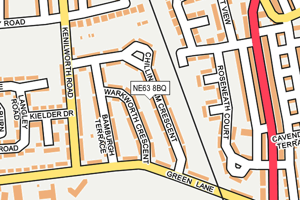NE63 8BQ map - OS OpenMap – Local (Ordnance Survey)