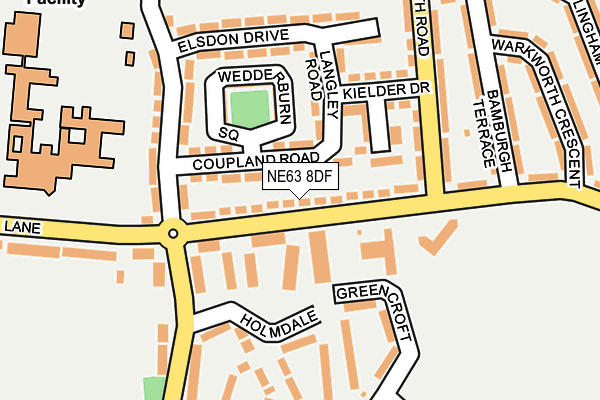 NE63 8DF map - OS OpenMap – Local (Ordnance Survey)