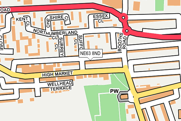 NE63 8ND map - OS OpenMap – Local (Ordnance Survey)