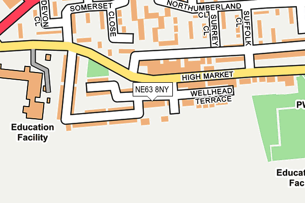 NE63 8NY map - OS OpenMap – Local (Ordnance Survey)