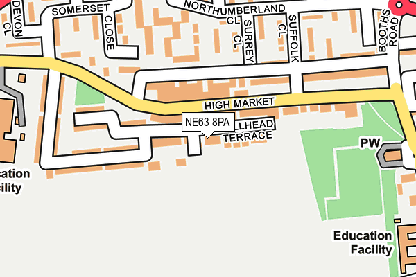 NE63 8PA map - OS OpenMap – Local (Ordnance Survey)