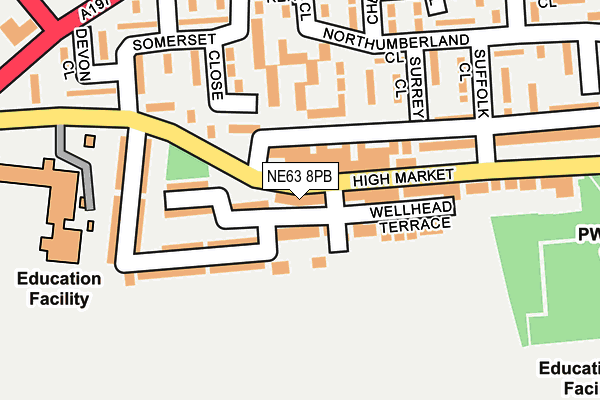 NE63 8PB map - OS OpenMap – Local (Ordnance Survey)