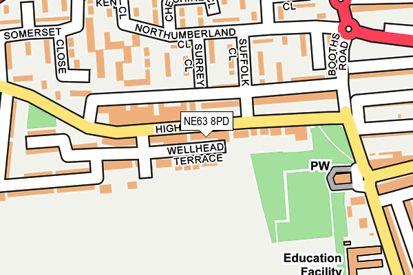 NE63 8PD map - OS OpenMap – Local (Ordnance Survey)