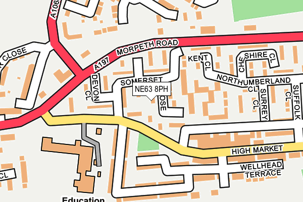 NE63 8PH map - OS OpenMap – Local (Ordnance Survey)