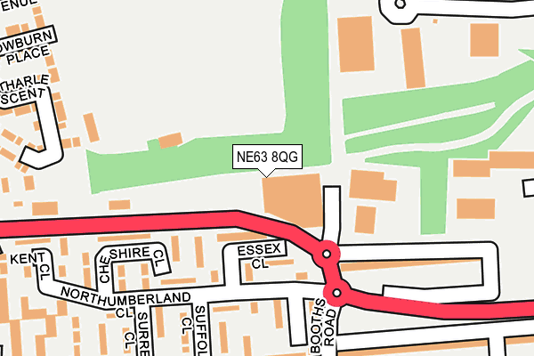 NE63 8QG map - OS OpenMap – Local (Ordnance Survey)