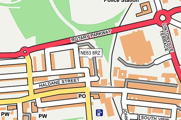 NE63 8RZ map - OS OpenMap – Local (Ordnance Survey)