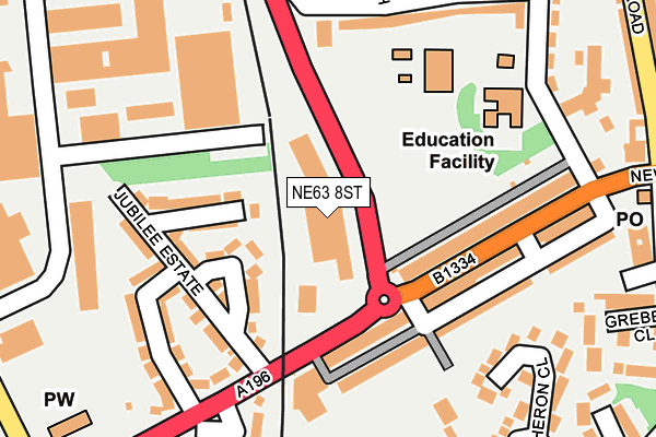 NE63 8ST map - OS OpenMap – Local (Ordnance Survey)