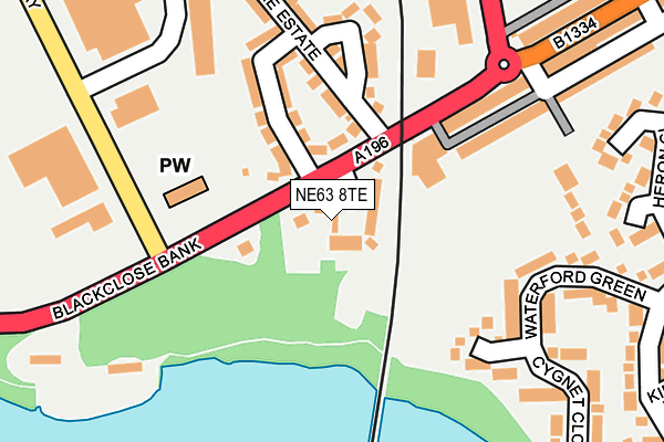 NE63 8TE map - OS OpenMap – Local (Ordnance Survey)