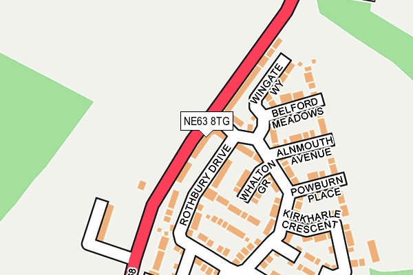 NE63 8TG map - OS OpenMap – Local (Ordnance Survey)
