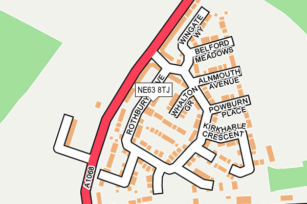 NE63 8TJ map - OS OpenMap – Local (Ordnance Survey)