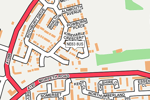 NE63 8US map - OS OpenMap – Local (Ordnance Survey)