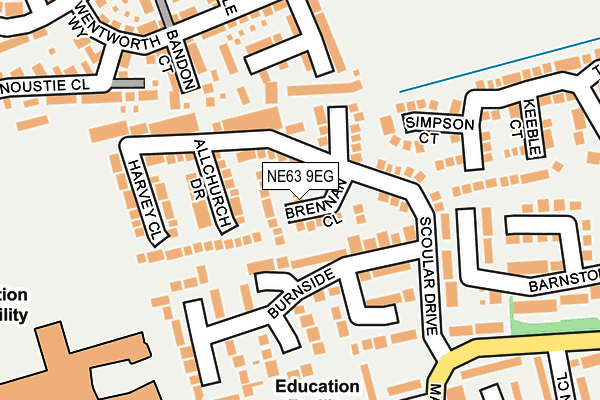 NE63 9EG map - OS OpenMap – Local (Ordnance Survey)