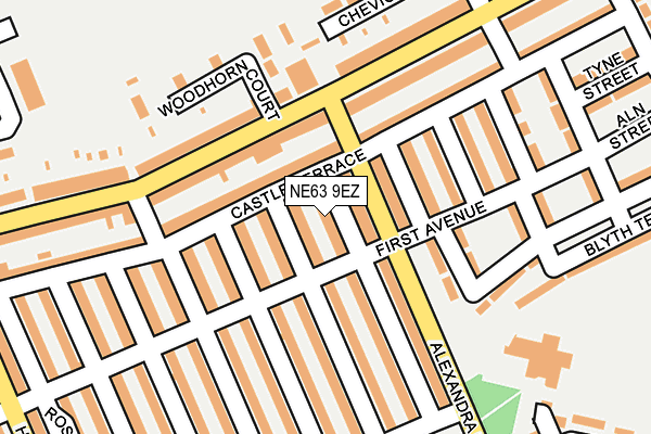 NE63 9EZ map - OS OpenMap – Local (Ordnance Survey)