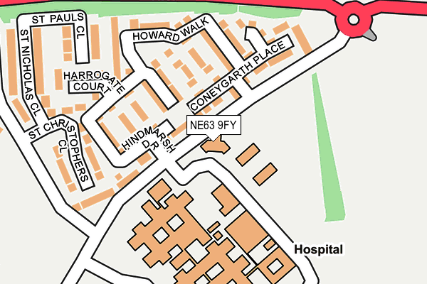 NE63 9FY map - OS OpenMap – Local (Ordnance Survey)