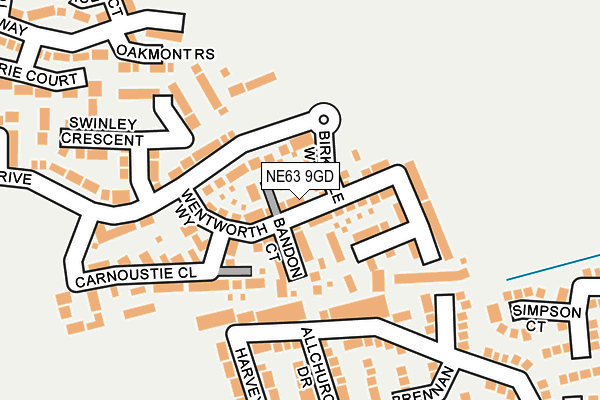 NE63 9GD map - OS OpenMap – Local (Ordnance Survey)