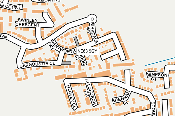 NE63 9GY map - OS OpenMap – Local (Ordnance Survey)