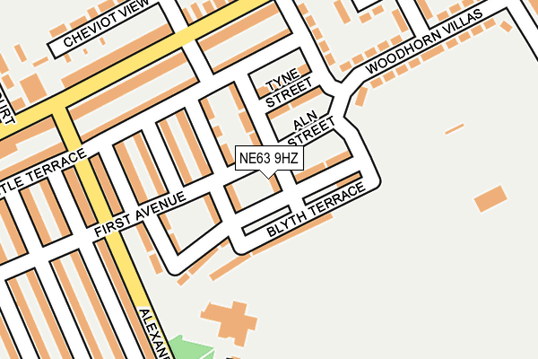 NE63 9HZ map - OS OpenMap – Local (Ordnance Survey)