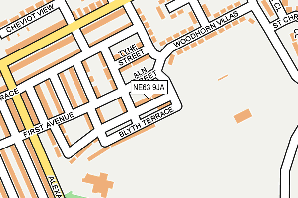 NE63 9JA map - OS OpenMap – Local (Ordnance Survey)