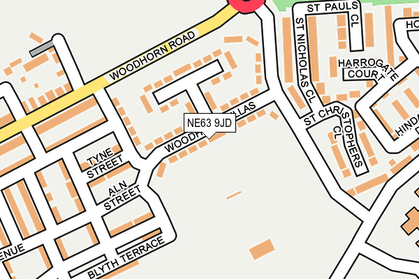 NE63 9JD map - OS OpenMap – Local (Ordnance Survey)