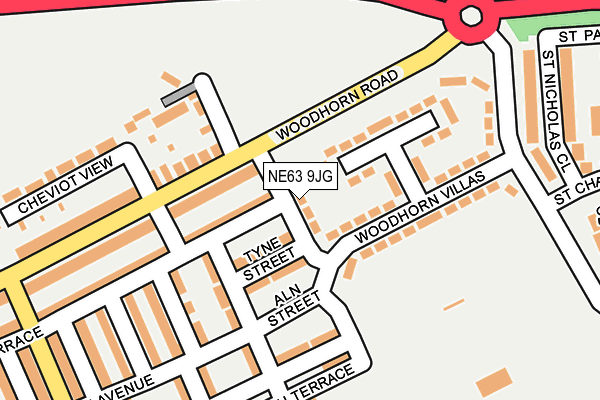 NE63 9JG map - OS OpenMap – Local (Ordnance Survey)