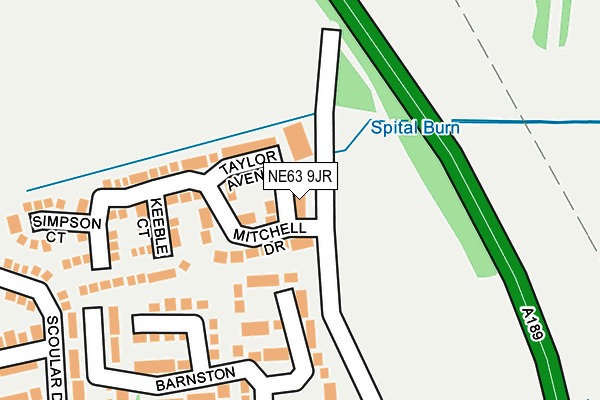 NE63 9JR map - OS OpenMap – Local (Ordnance Survey)